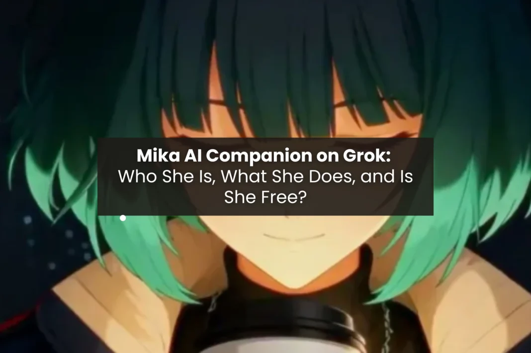 Mika Grok AI companion featured image showing anime-style character with teal hair and article title overlay