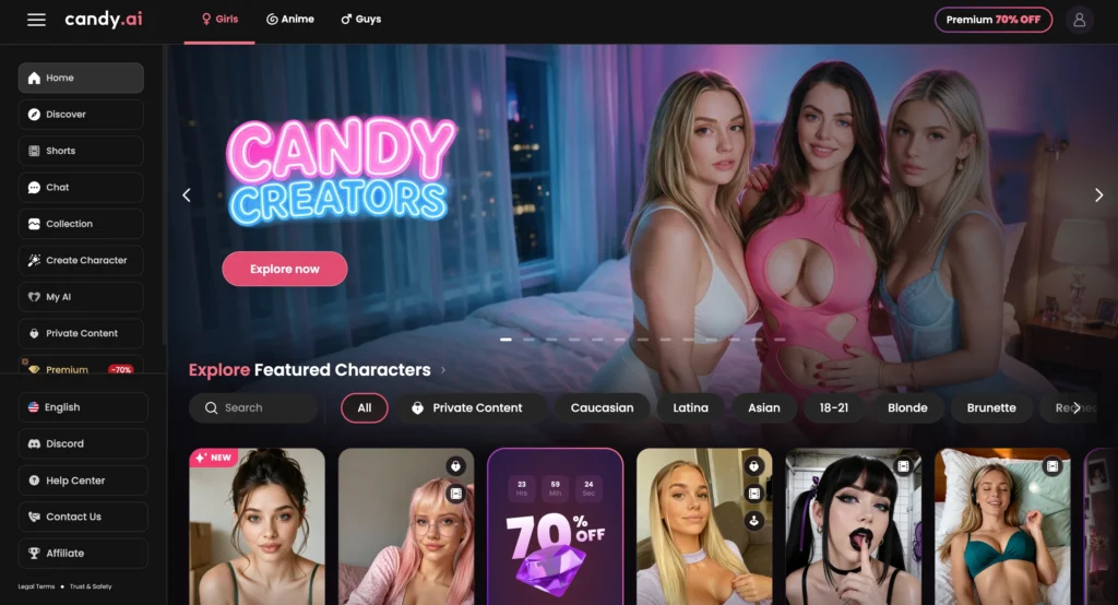 Candy AI virtual companion platform with customizable AI characters