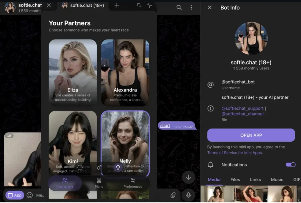 SoftieChat AI companion and chat interface.