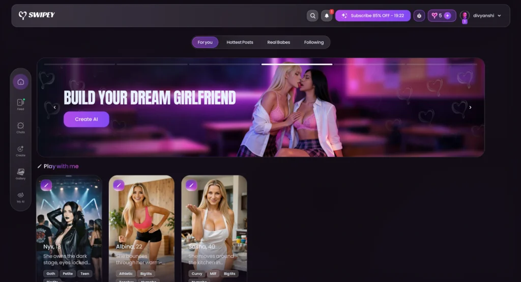 Swipey AI dating-style virtual companion platform.